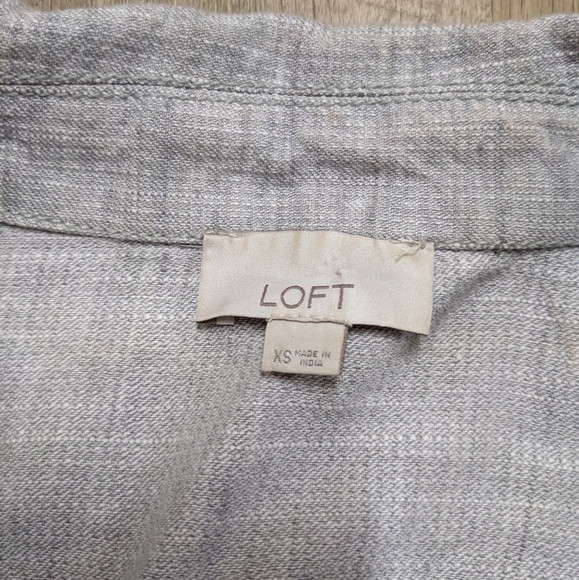 Loft Ann Taylor Gray Linen Blend Jacket Wide Sleeves - Picture 6 of 9